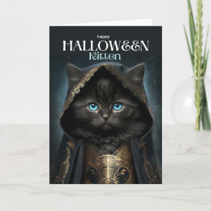 Happy Halloween Kitten Schattige Black Cat Witch C Feestdagen Kaart
