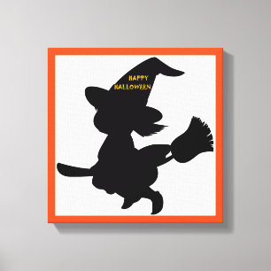 "HAPPY HALLOWEEN" KLEINE WITCH CANVAS AFDRUK