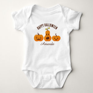 Happy Halloween Kleurrijke Grappige Oranje Pompoen Romper