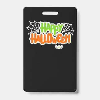 Happy Halloween Kleurrijke Schattigee Spinnenweb Badge