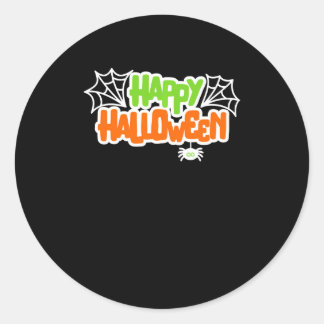 Happy Halloween Kleurrijke Schattigee Spinnenweb Ronde Sticker