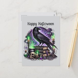 Happy Halloween kraai spreuk boeken Feestdagenkaart