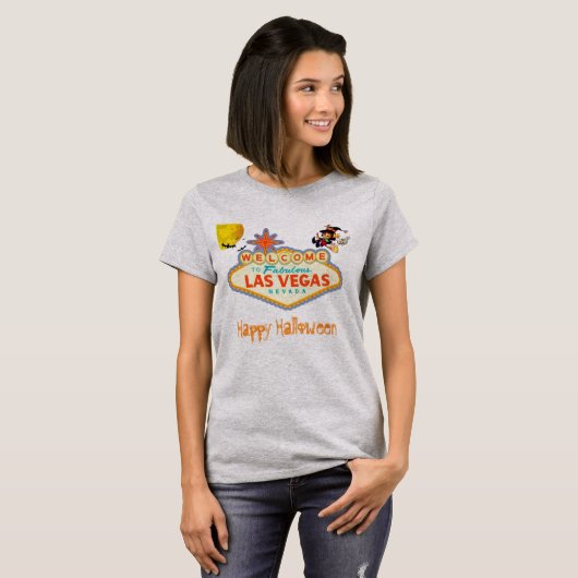 Happy Halloween Las Vegas Flying Witch T-shirt (Voorkant volledig)