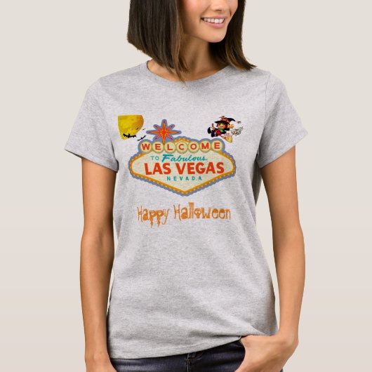 Happy Halloween Las Vegas Flying Witch T-shirt (Voorkant)