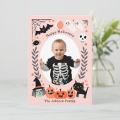 Happy Halloween leuke kinder fotokaart Kaart (Staand voorkant)