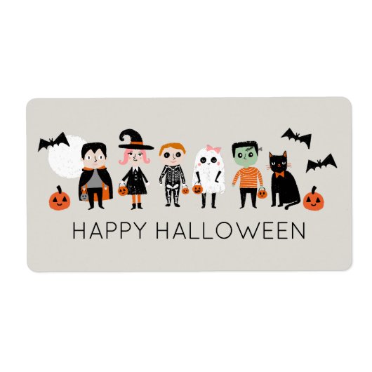 Happy Halloween leuke kinderen in kostuums Etiket (Voorkant)