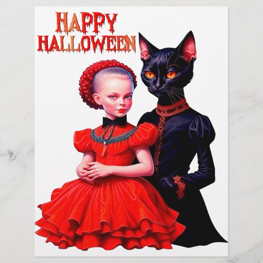 Happy Halloween Little Witch And Her Black Cat Flyer (Voorkant)
