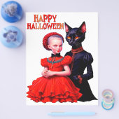 Happy Halloween Little Witch And Her Black Cat Flyer (Enkel)