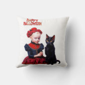Happy Halloween Little Witch And Her Black Cat Kussen (Achterkant)