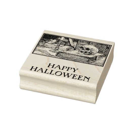 Happy Halloween livres crâne tampon caoutchouc (Tampon)