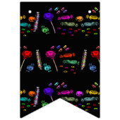 Happy Halloween Lollipops en Snoep Black Pattern Vlaggetjes (Derde vlag)