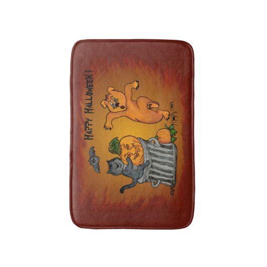 Happy Halloween met Cat Bat Dog en Spider Badmat (Voorkant Verticaal)