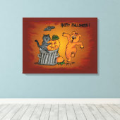 Happy Halloween met Cat Bat Dog en Spider Canvas Afdruk (Insitu (Houten vloer))
