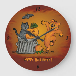 Happy Halloween met Cat Bat Dog en Spider Grote Klok