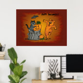 Happy Halloween met Cat Bat Dog en Spider Poster (Thuiskantoor)