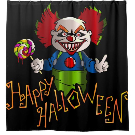 Happy Halloween met Clown Douchegordijn (Voorkant)