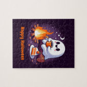 Happy Halloween met drink ghost Legpuzzel (Horizontaal)