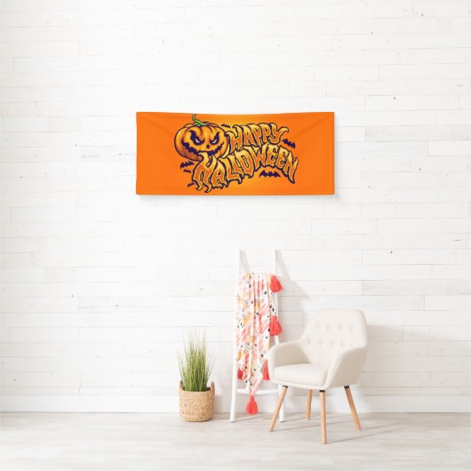 Happy Halloween met Jack O Lantern House Flag Spandoek (Insitu)