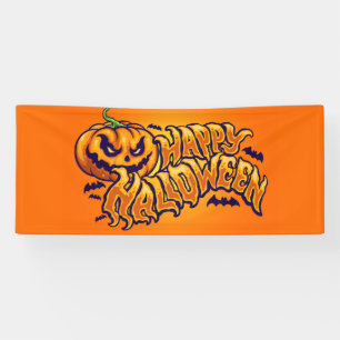 Happy Halloween met Jack O Lantern House Flag Spandoek