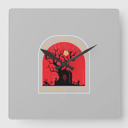 Happy Halloween Midnight Party Vierkante Klok (Voorkant)