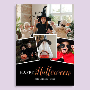 Happy Halloween Modern Black Photo Holiday Kaart