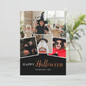 Happy Halloween Modern Black Photo Holiday Kaart (Staand voorkant)