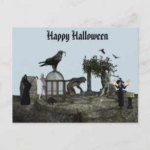 Happy Halloween Monster Scene Weerwolf Zombie Briefkaart