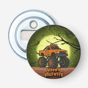 Happy Halloween Monster Truck met vleermuizen en m Button Flesopener