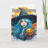Happy Halloween | Mooie herfst heks Kaart (Voorkant)