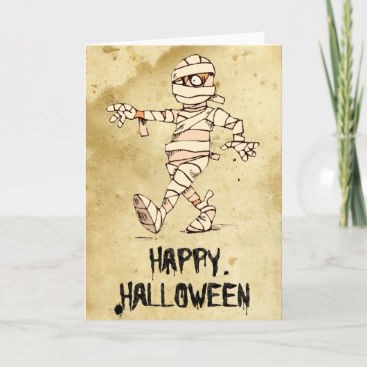 Happy Halloween Mummy Cartoon Kaart (Voorkant)