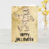 Happy Halloween Mummy Cartoon Kaart (Gele Bloem)