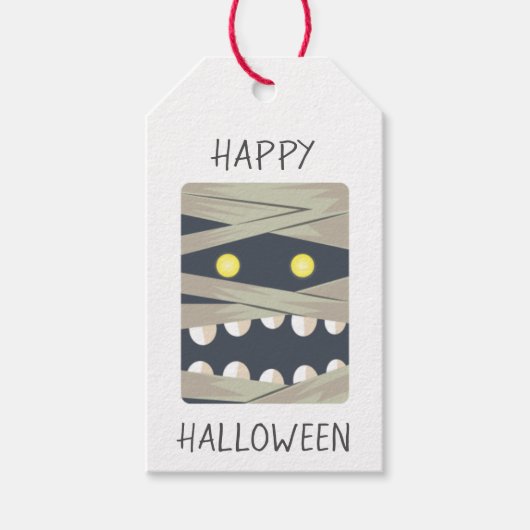 Happy Halloween Mummy Face Gift Labels Cadeaulabel (Voorkant)