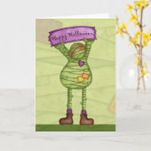 Happy Halloween Mummy - Wenskaart Kaart (Gele Bloem)