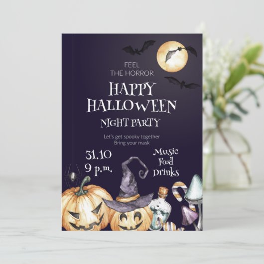 Happy Halloween Night Party Invitation (Debout devant)