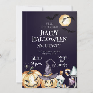 Happy Halloween Night Party Invitation Kaart