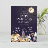 Happy Halloween Night Party Invitation Kaart (Staand voorkant)
