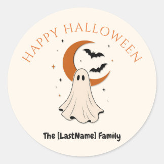 Happy Halloween / Noche de Brujas Minimalista Ronde Sticker
