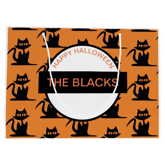 HAPPY HALLOWEEN NOIR CAT PERSONNALISABLE Sac cadea (Dos)