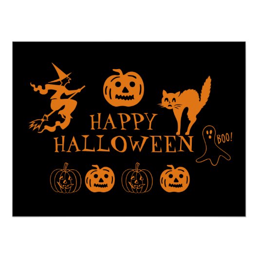 Happy Halloween noir orange éffrayant Poster (Devant)