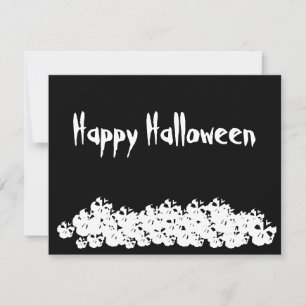 Happy Halloween noir squelettes blancs drôle carte