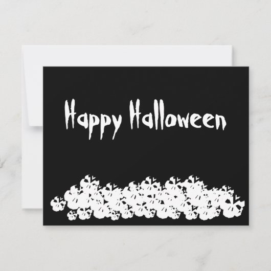 Happy Halloween noir squelettes blancs drôle carte (Devant)