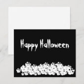 Happy Halloween noir squelettes blancs drôle carte (Devant / Derrière)