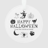 Happy Halloween nom personnalisé noir décoration é (dos)