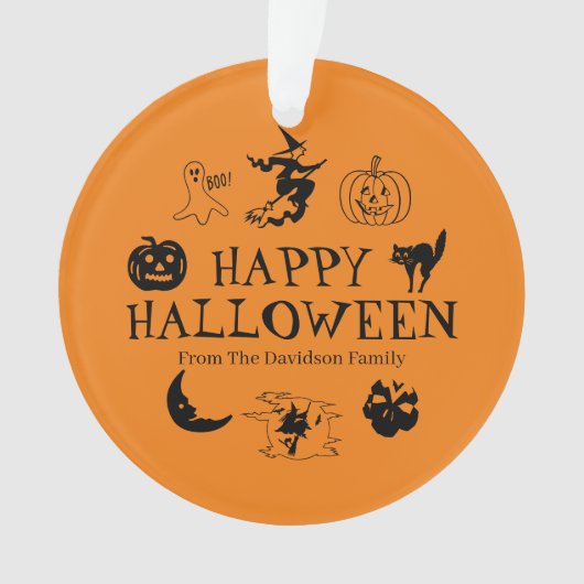 Happy Halloween nom personnalisé noir & orange déc (devant)