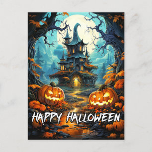 Happy Halloween Old Haunted House Briefkaart