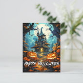 Happy Halloween Old Haunted House Briefkaart (Staand voorkant)
