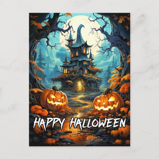 Happy Halloween Old Haunted House Briefkaart (Voorkant)