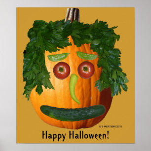 Happy Halloween - ongesneden pompoen gezicht Poster