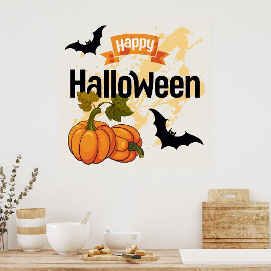 Happy Halloween-ontwerp Poster (Keuken)