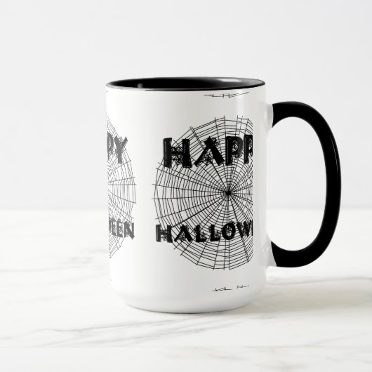 Happy Halloween op Spider Web Text Mok (Rechts)